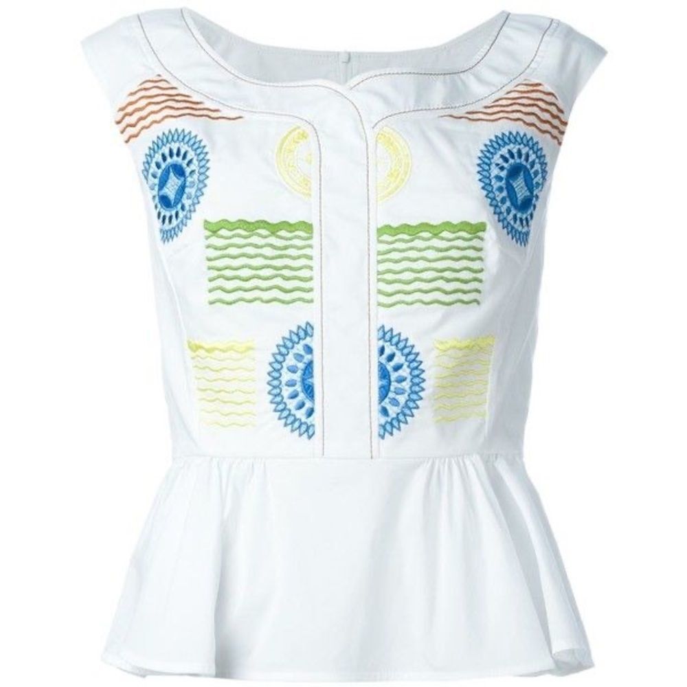 Peter Pilotto Iris Embroidered Peplum Top White